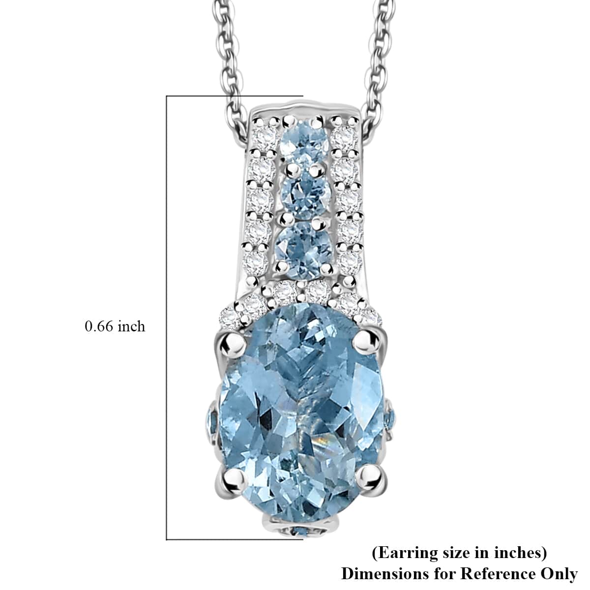 Premium Santa Maria Aquamarine and White Zircon 1.50 ctw Eternal Glow Pendant Necklace in Rhodium Over Sterling Silver 20 Inches image number 6