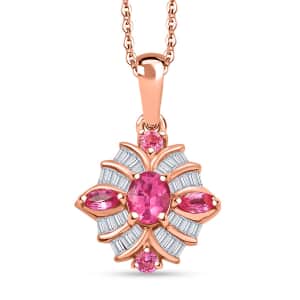 Mahenge Spinel and Diamond 0.90 ctw Starlight Blossom Pendant Necklace 18 Inches in 18K Vermeil Rose Gold Over Sterling Silver