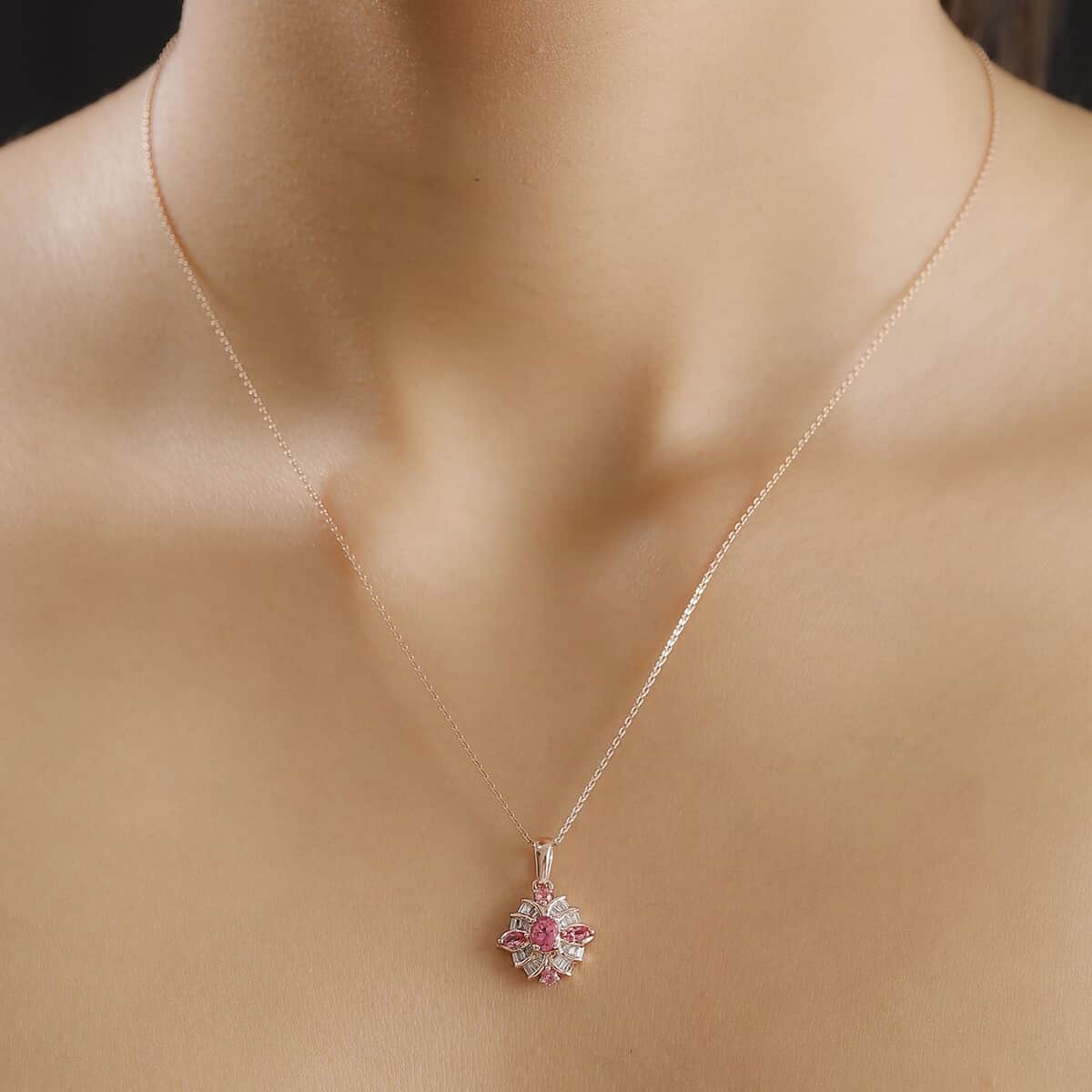 Mahenge Spinel and Diamond 0.90 ctw Starlight Blossom Pendant Necklace 18 Inches in 18K Vermeil Rose Gold Over Sterling Silver image number 2