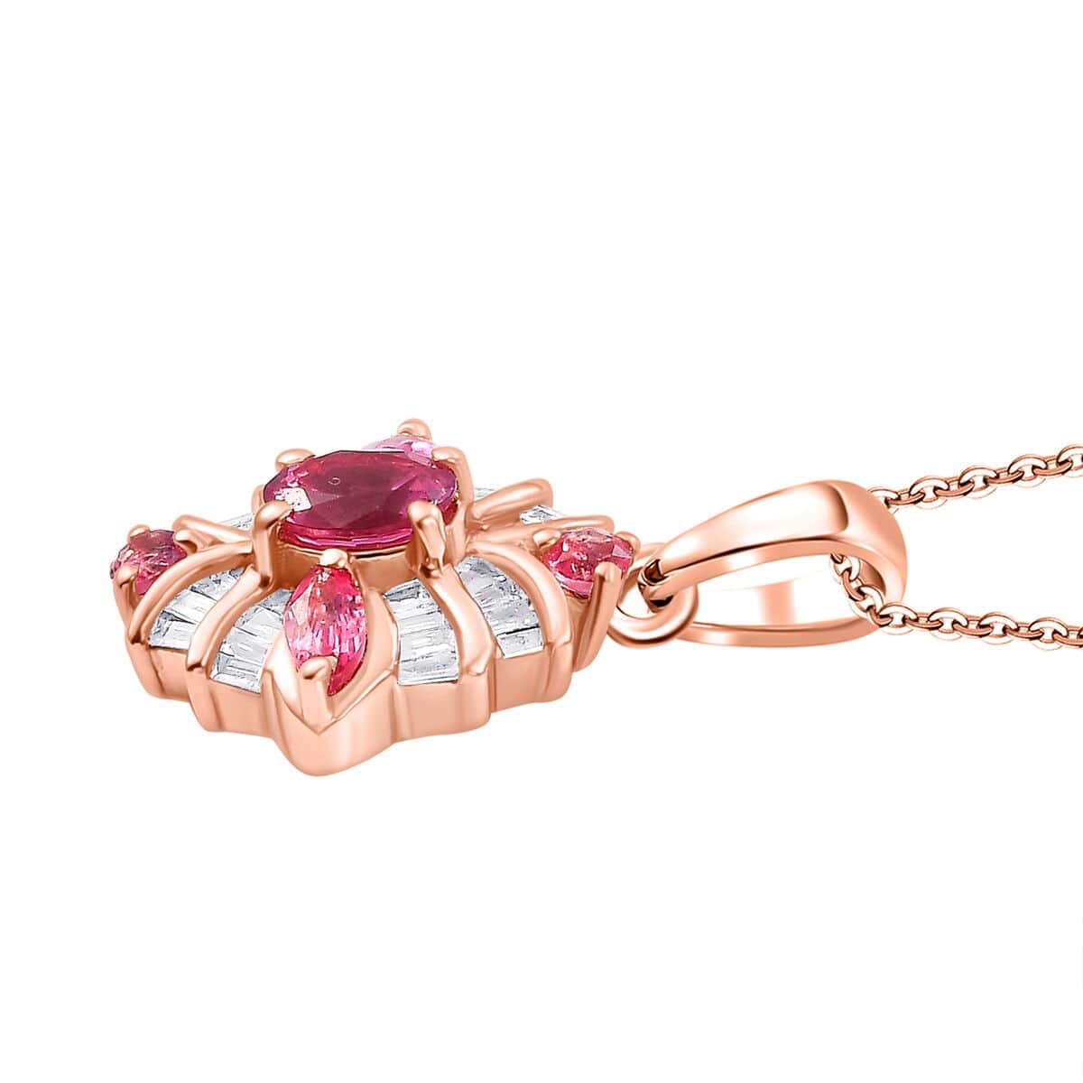 Mahenge Spinel and Diamond 0.90 ctw Starlight Blossom Pendant Necklace 18 Inches in 18K Vermeil Rose Gold Over Sterling Silver image number 3