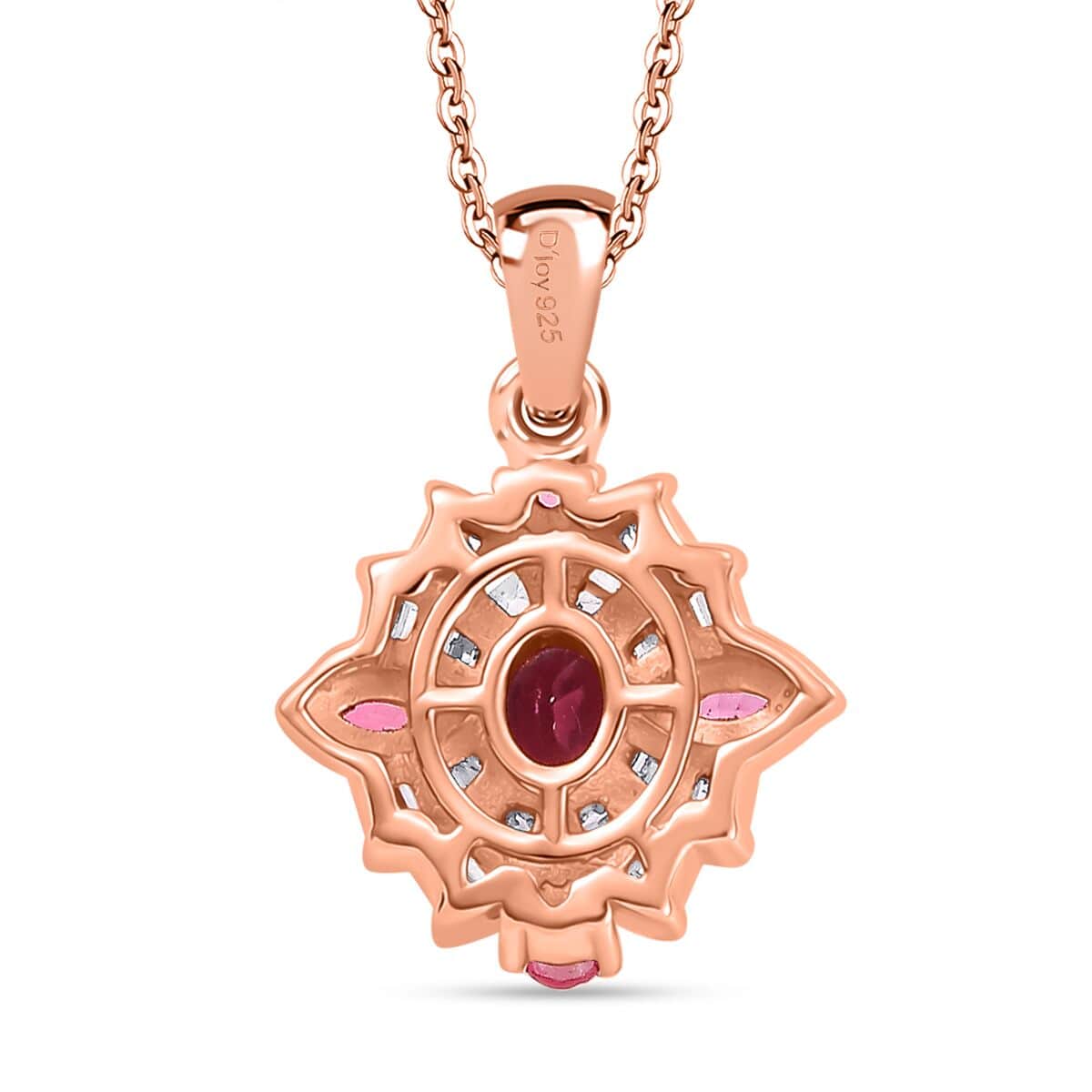 Mahenge Spinel and Diamond 0.90 ctw Starlight Blossom Pendant Necklace 18 Inches in 18K Vermeil Rose Gold Over Sterling Silver image number 4