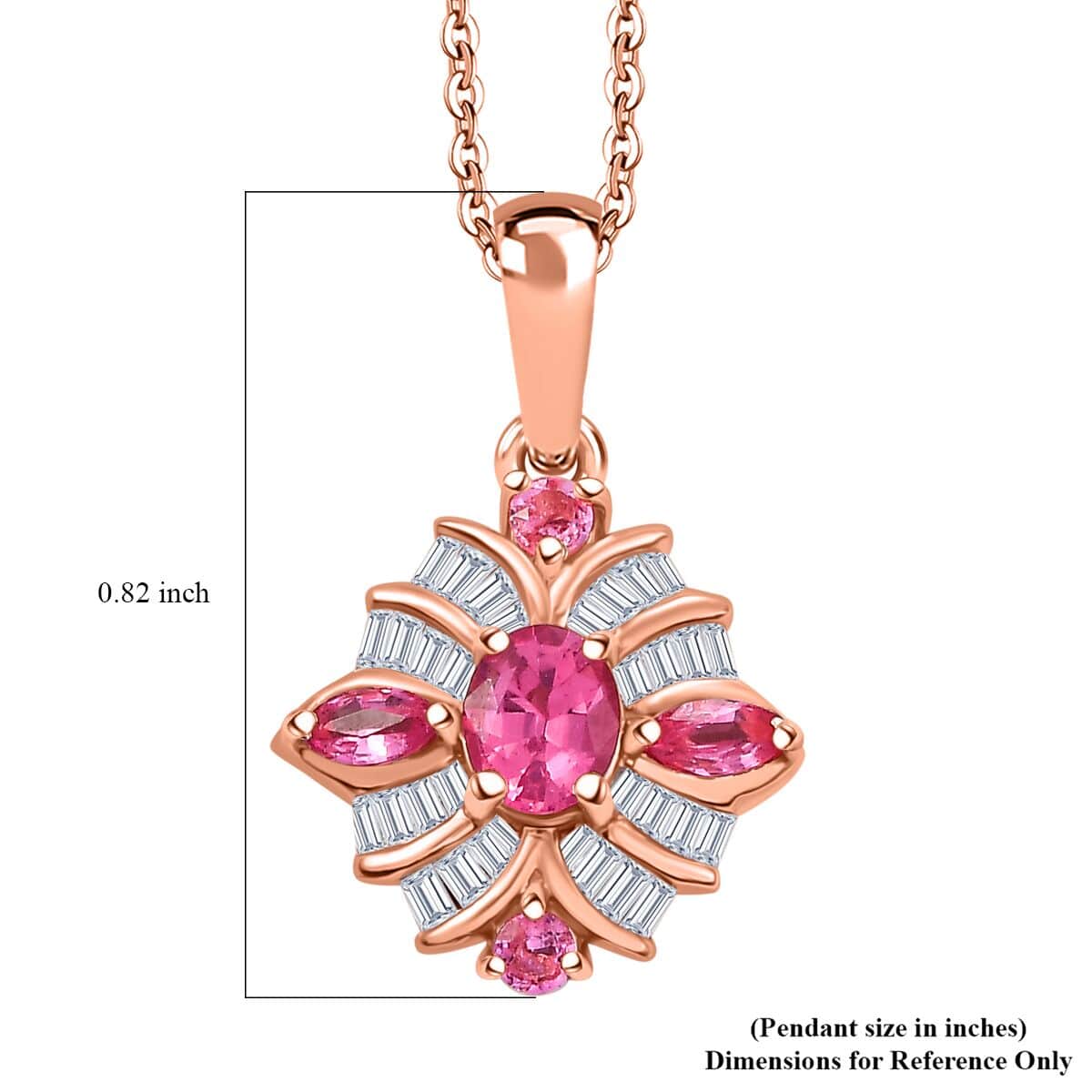 Mahenge Spinel and Diamond 0.90 ctw Starlight Blossom Pendant Necklace 18 Inches in 18K Vermeil Rose Gold Over Sterling Silver image number 6