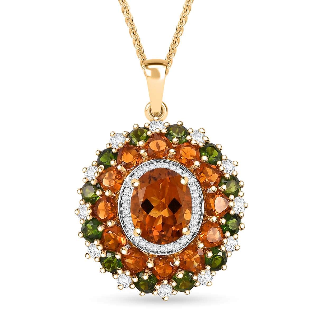 Premium Santa Ana Madeira Citrine and Multi Gemstone 9.75 ctw Harvest Radiance Pendant Necklace in 18K Vermeil Yellow Gold Over Sterling Silver 20 Inches image number 0