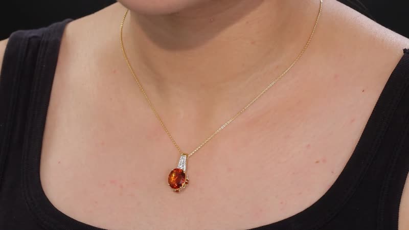 Premium Santa Ana Madeira Citrine and White Zircon 5.60 ctw Amber Crown Pendant Necklace in 18K Vermeil Yellow Gold Over Sterling Silver 20 Inches