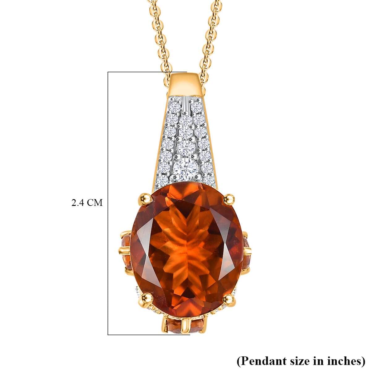 Premium Santa Ana Madeira Citrine and White Zircon 5.60 ctw Amber Crown Pendant Necklace in 18K Vermeil Yellow Gold Over Sterling Silver 20 Inches image number 5