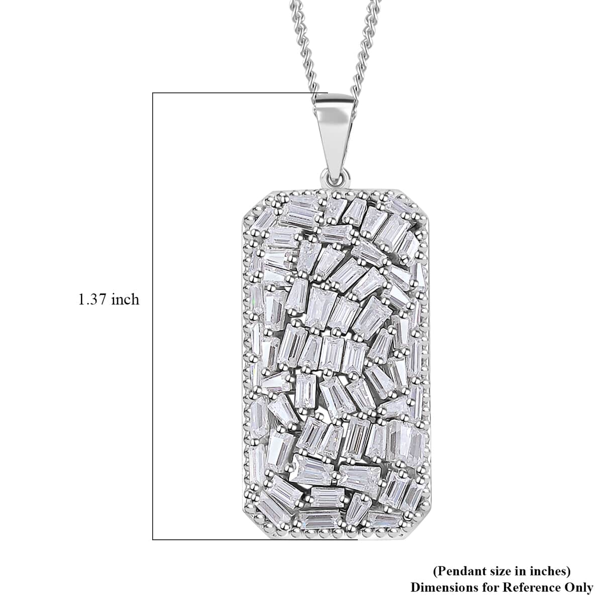 Moissanite 2.60 ctw Baguette Shape Pendant Necklace in Rhodium Over Sterling Silver 20 Inches image number 5