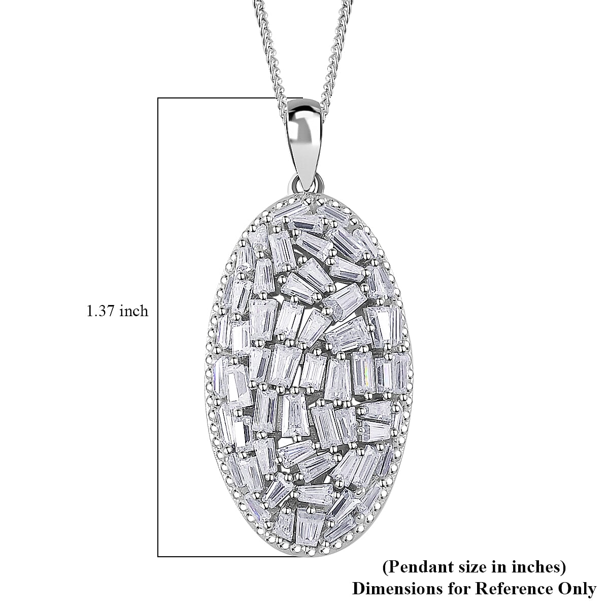 Moissanite 2.50 ctw Oval Shape Pendant Necklace in Rhodium Over Sterling Silver 20 Inches image number 5