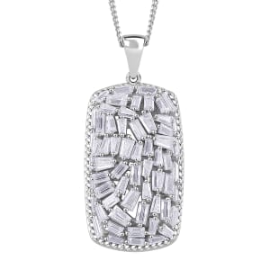 Moissanite 2.65 ctw Cushion Shape Pendant Necklace in Rhodium Over Sterling Silver 20 Inches