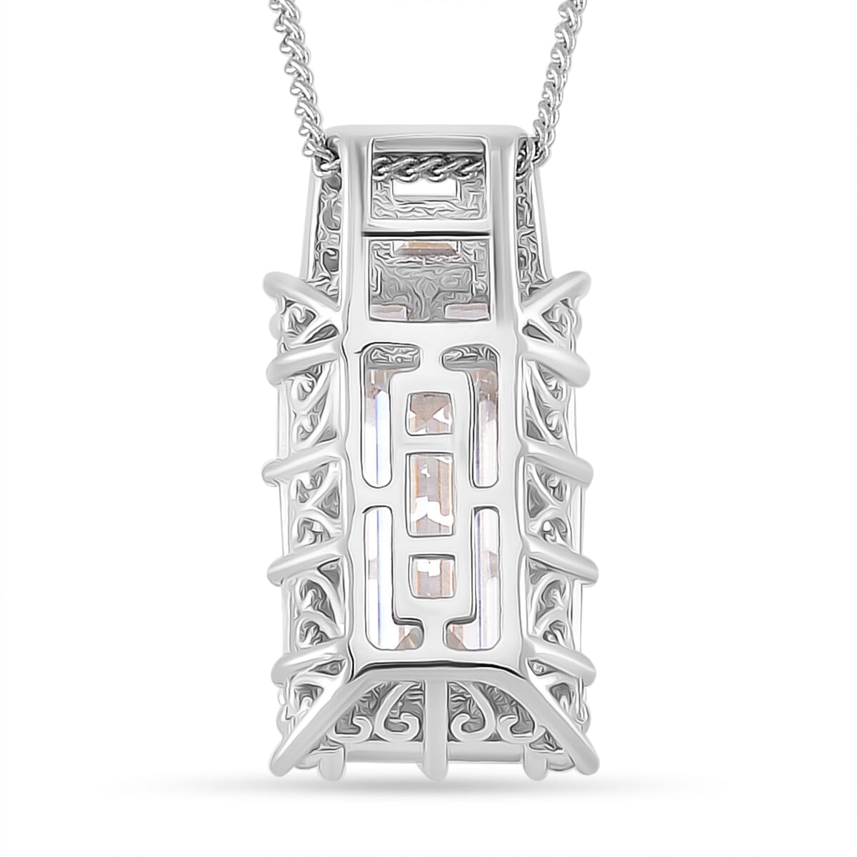 Moissanite 3.90 ctw Pendant Necklace in Rhodium Over Sterling Silver 20 Inches image number 3