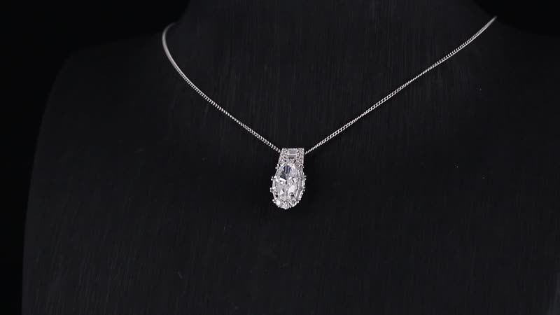 Moissanite 3.90 ctw Pendant Necklace in Rhodium Over Sterling Silver 20 Inches