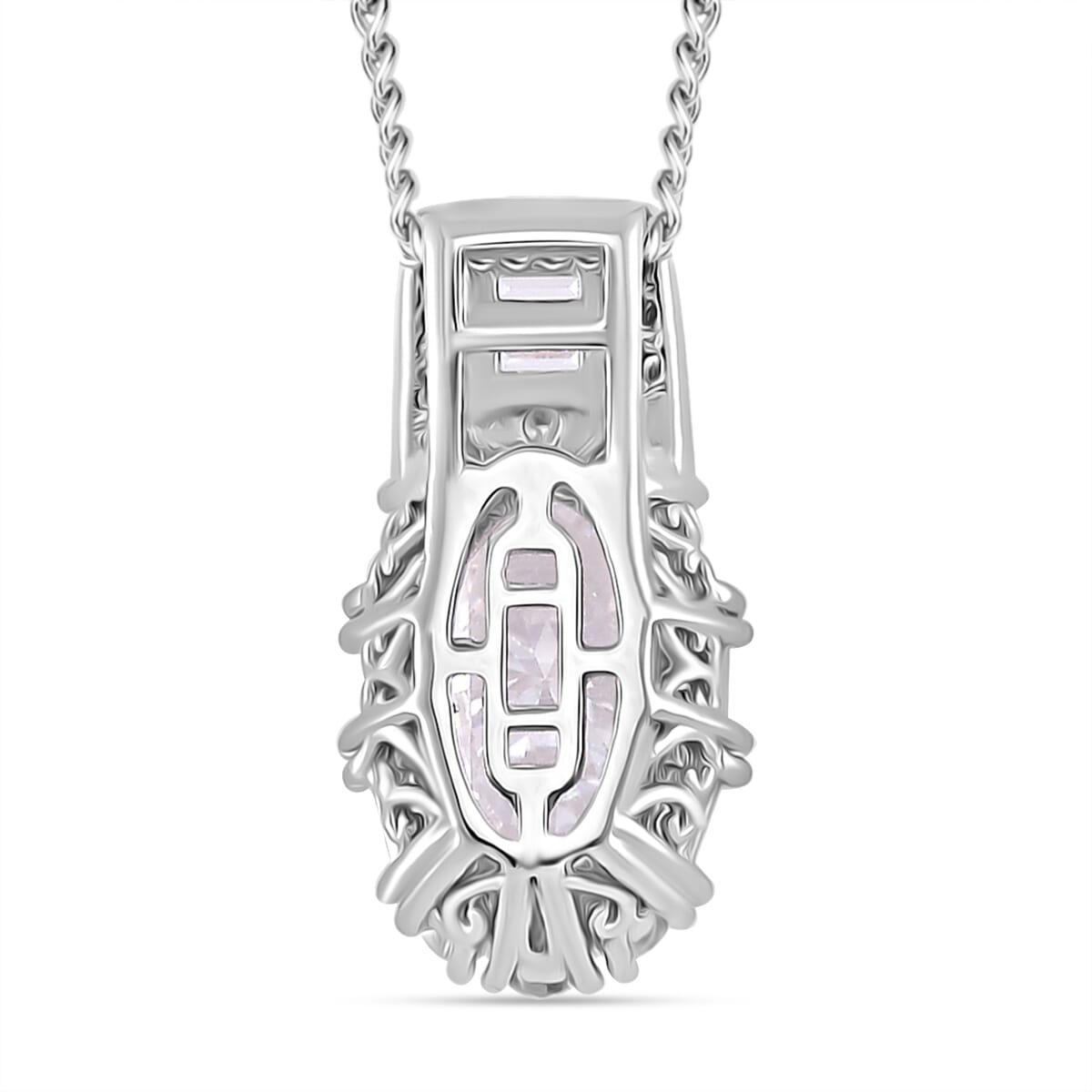 D'Joy Moissanite 3.00 ctw Radiant Majesty Pendant Necklace in Rhodium Over Sterling Silver 20 Inches image number 3