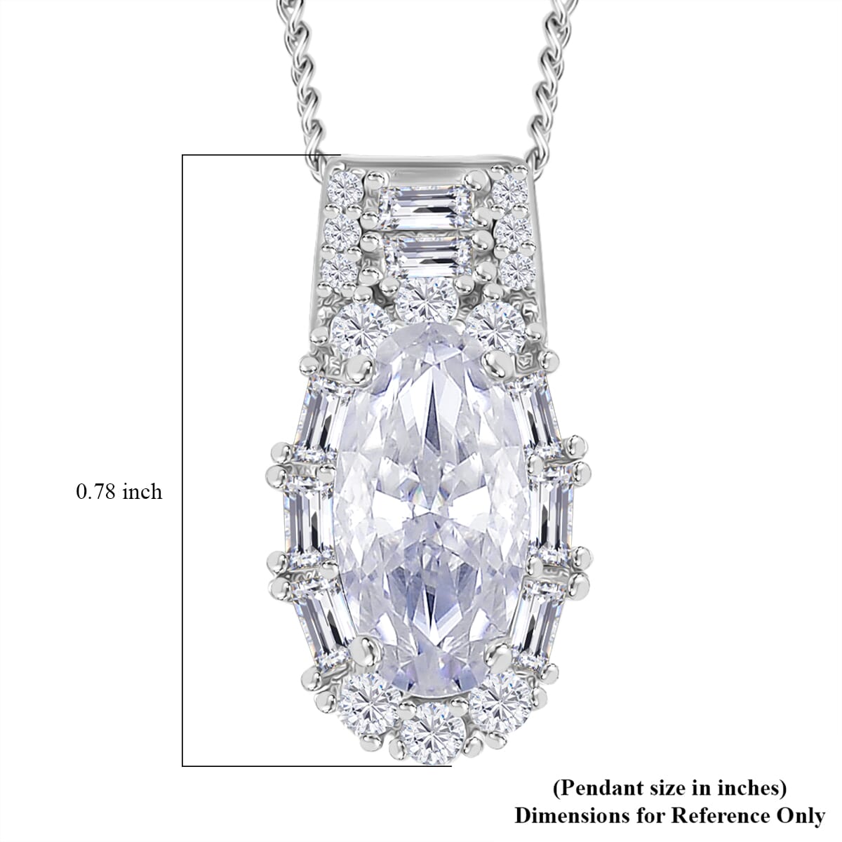 D'Joy Moissanite 3.00 ctw Radiant Majesty Pendant Necklace in Rhodium Over Sterling Silver 20 Inches image number 5