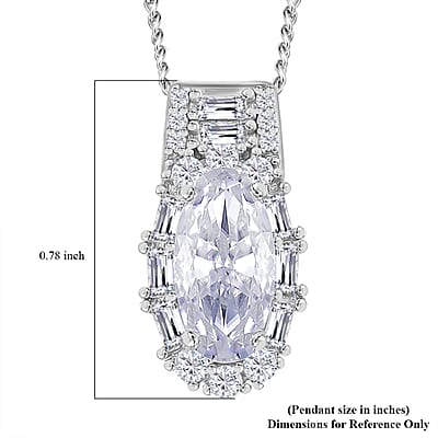 D'Joy Moissanite 3.00 ctw Radiant Majesty Pendant Necklace in Rhodium Over Sterling Silver 20 Inches