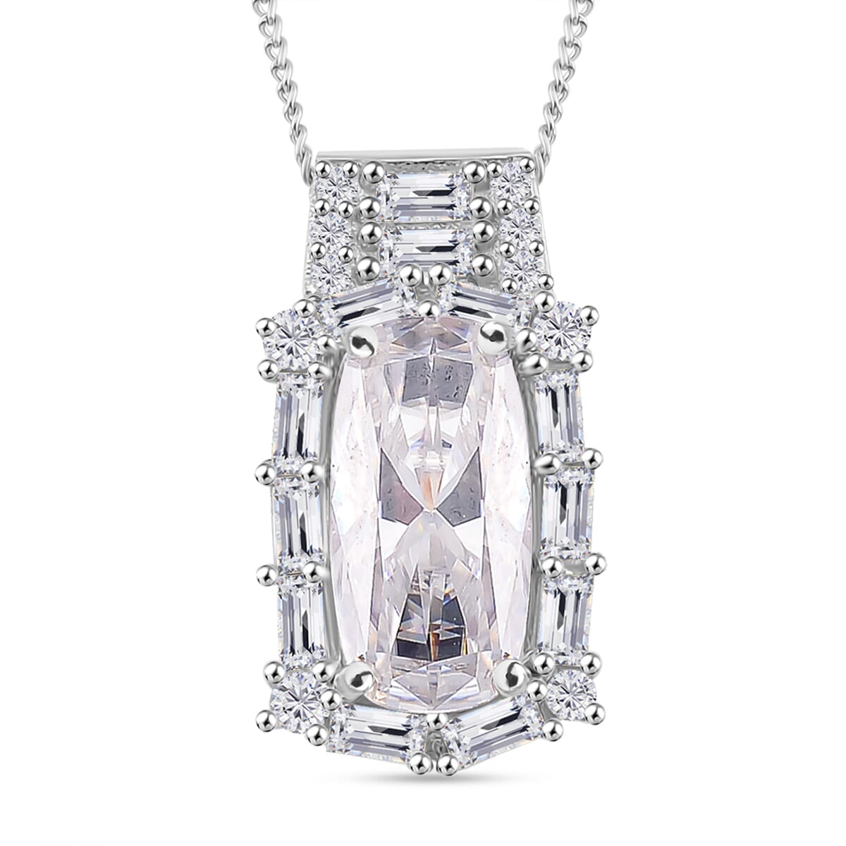 Moissanite 3.20 ctw Pendant Necklace in Rhodium Over Sterling Silver 20 Inches image number 0