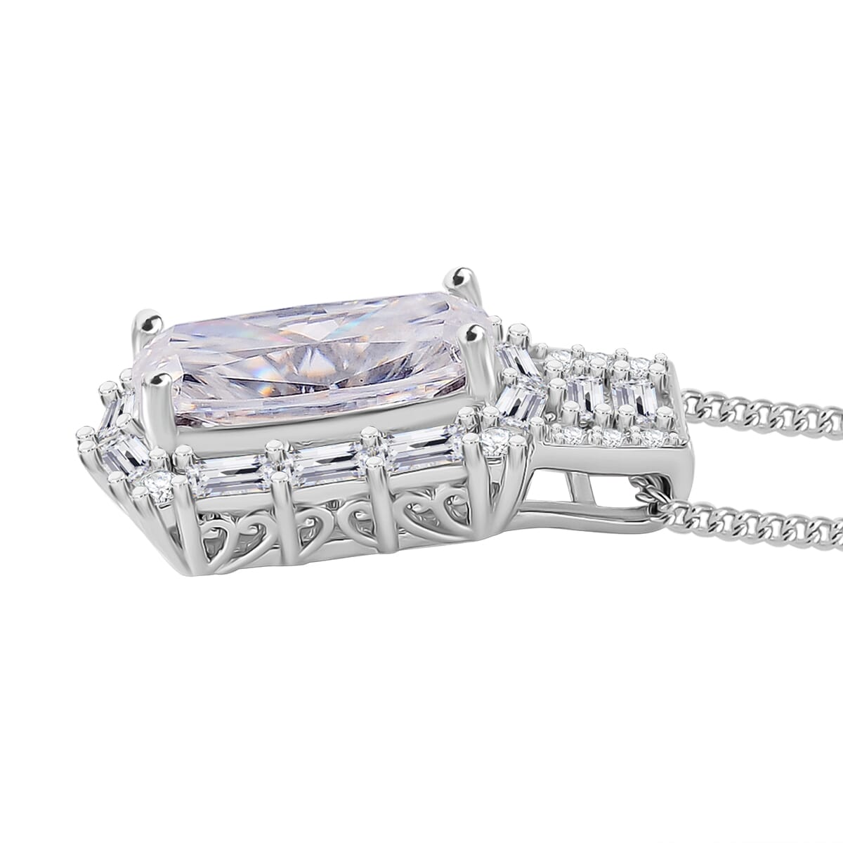 Moissanite 3.20 ctw Pendant Necklace in Rhodium Over Sterling Silver 20 Inches image number 2