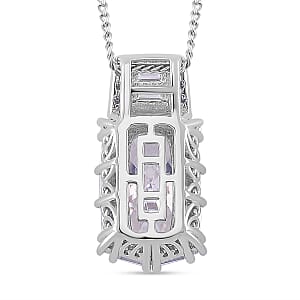 D'Joy Moissanite 3.20 ctw Radiant Majesty Pendant Necklace in Rhodium Over Sterling Silver 20 Inches