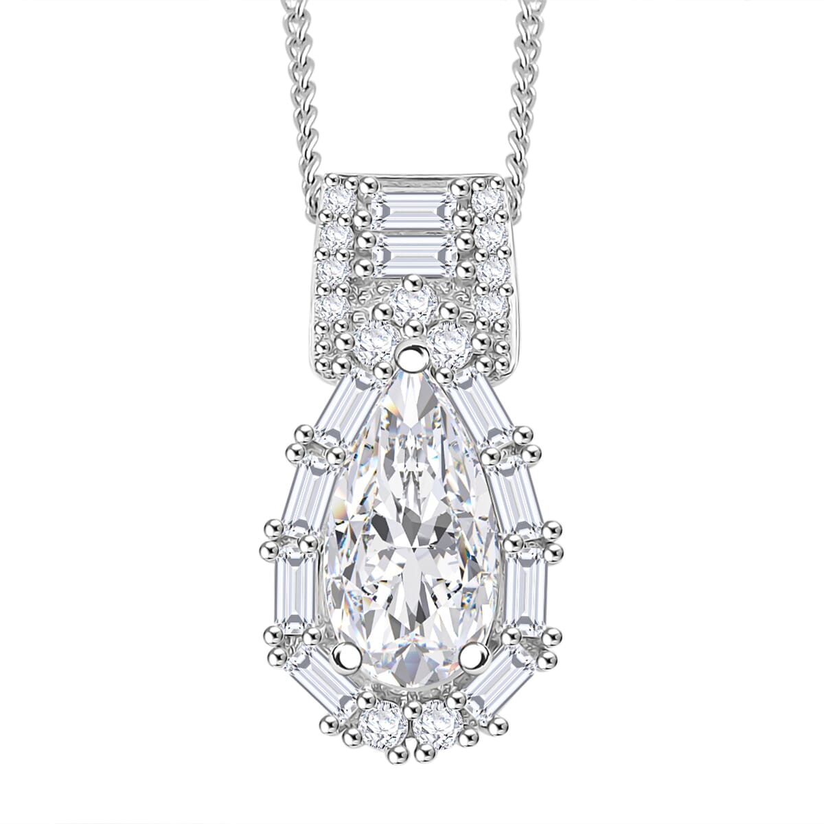Moissanite 2.60 ctw Pendant Necklace in Rhodium Over Sterling Silver 20 Inches image number 0