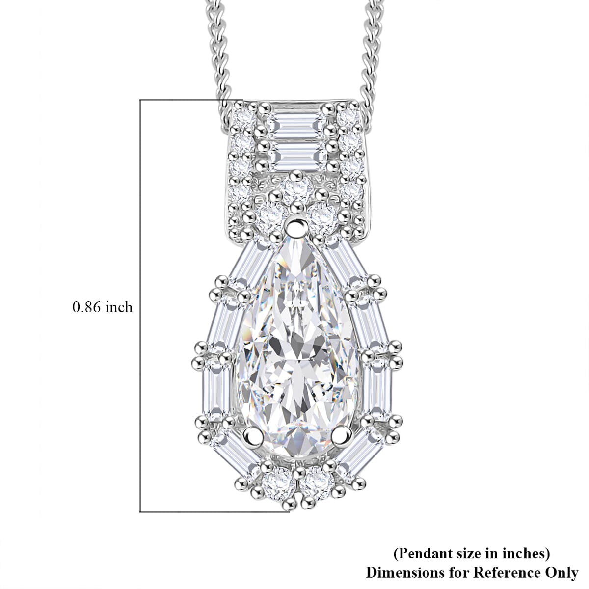 Moissanite 2.60 ctw Pendant Necklace in Rhodium Over Sterling Silver 20 Inches image number 5