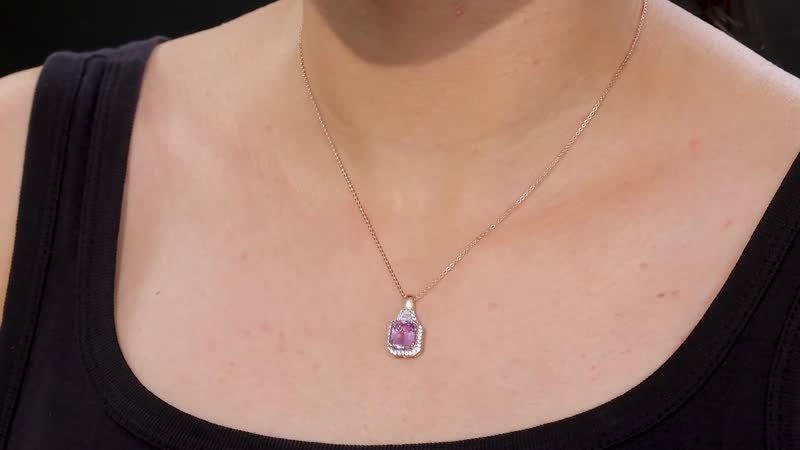 Premium Patroke Kunzite, White Zircon Art Deco Pendant Necklace (18 Inches) in 18K Vermeil RG Over Sterling Silver 4.30 ctw