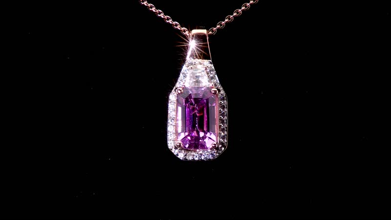 Premium Patroke Kunzite, White Zircon Art Deco Pendant Necklace (18 Inches) in 18K Vermeil RG Over Sterling Silver 4.30 ctw