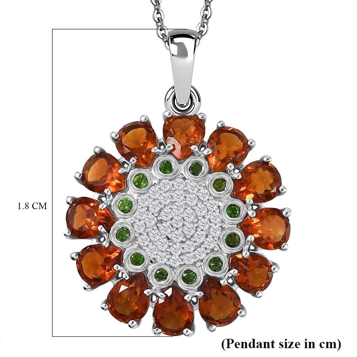 GP Italian Garden Collection Premium Santa Ana Madeira Citrine and Multi Gemstone 3.65 ctw Zinnia Flower Pendant Necklace in Rhodium Over Sterling Silver 20 Inches image number 5