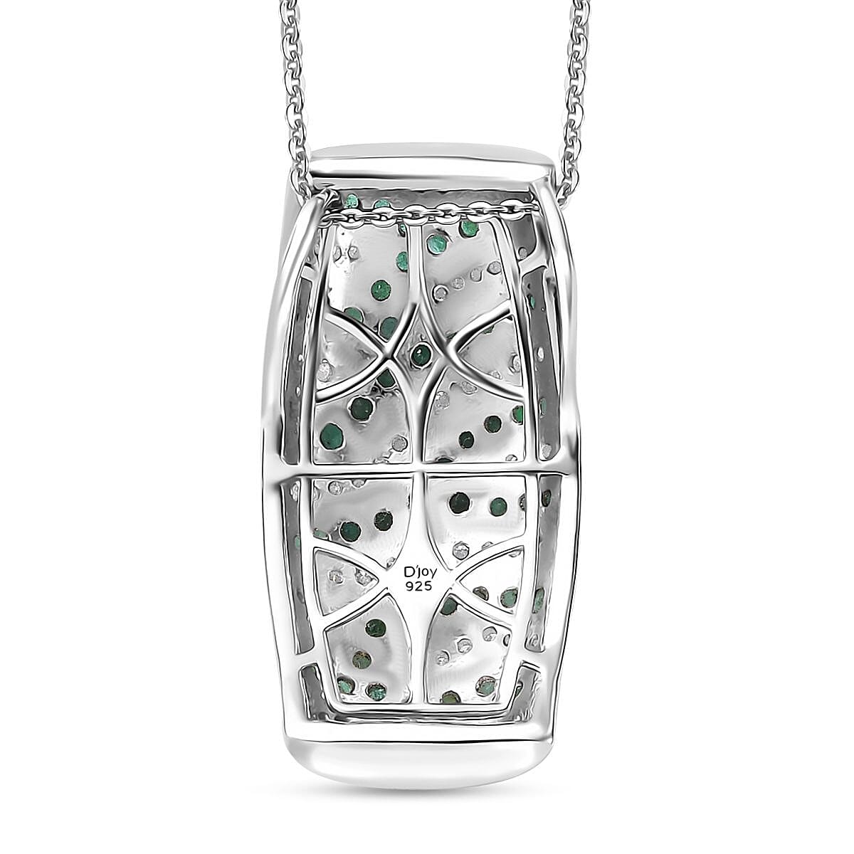 Kagem Zambian Emerald and Moissanite 2.35 ctw River Flow Pendant Necklace in Rhodium Over Sterling Silver 20 Inches image number 4
