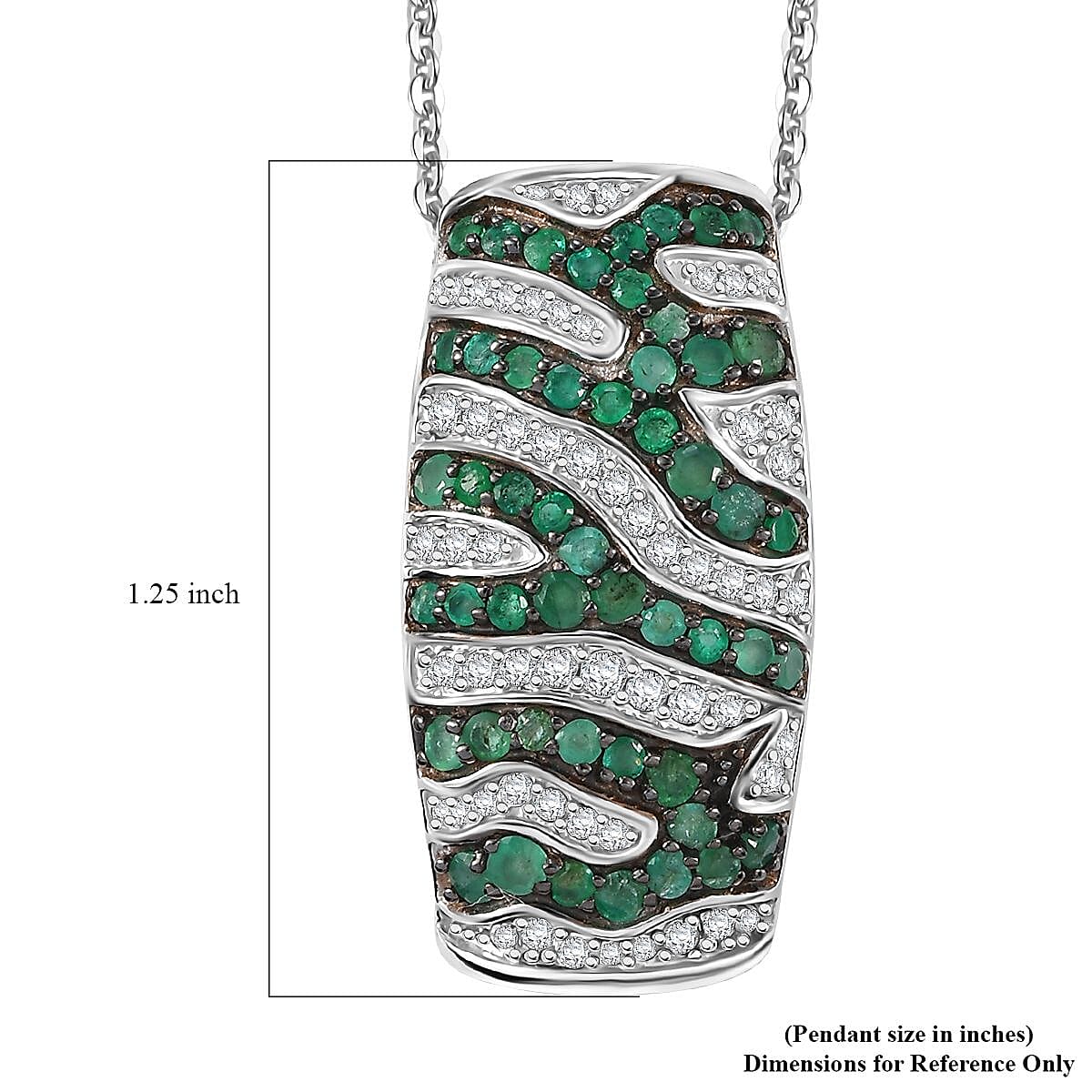 Kagem Zambian Emerald and Moissanite 2.35 ctw River Flow Pendant Necklace in Rhodium Over Sterling Silver 20 Inches image number 6