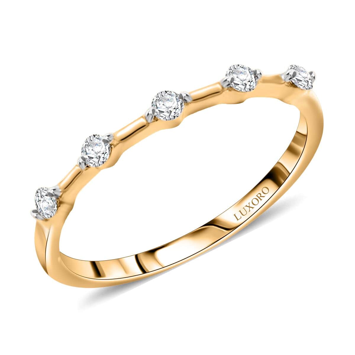 Luxoro Set of 3 Moissanite 0.75 ctw Stackable Ring in 10K Yellow Gold (Size 8.0) 4.50 Grams image number 1