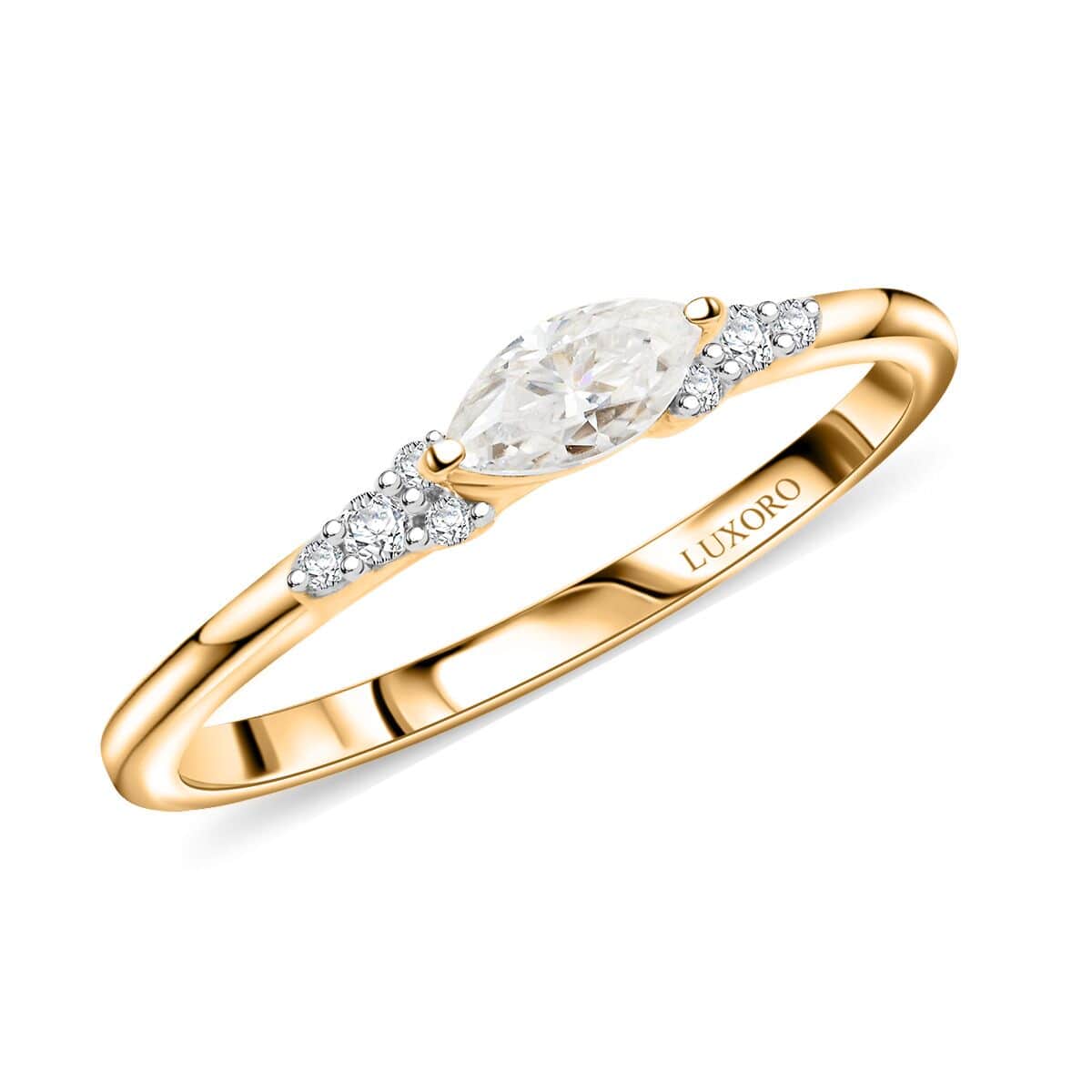 Luxoro Set of 3 Moissanite 0.75 ctw Stackable Ring in 10K Yellow Gold (Size 8.0) 4.50 Grams image number 3