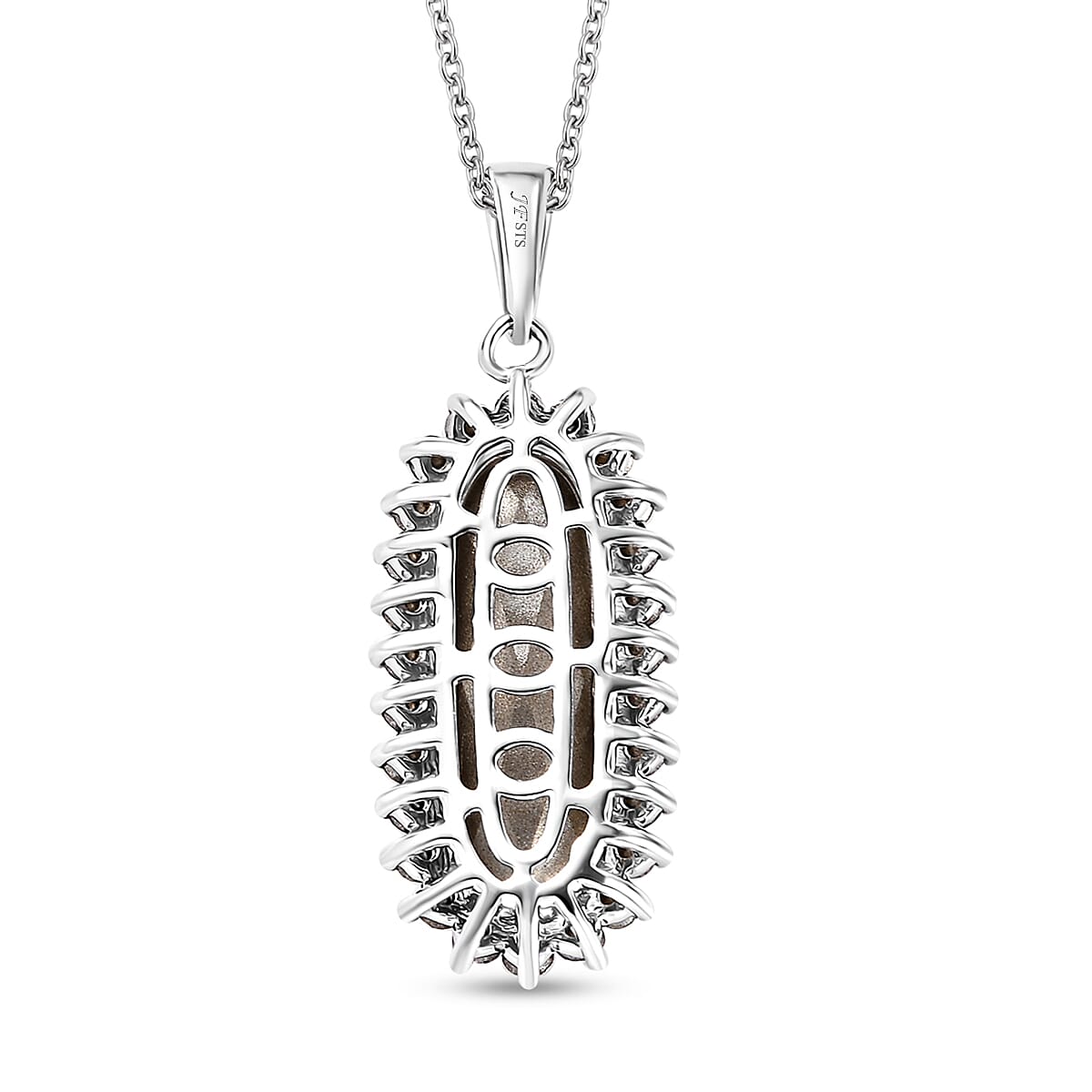 J Francis Embellished with Silver Night and Tanzanite Color Crystal by Swarovski Midnight Mirage Pendant in Platinum Bond with Stainless Steel Necklace (20 Inches)