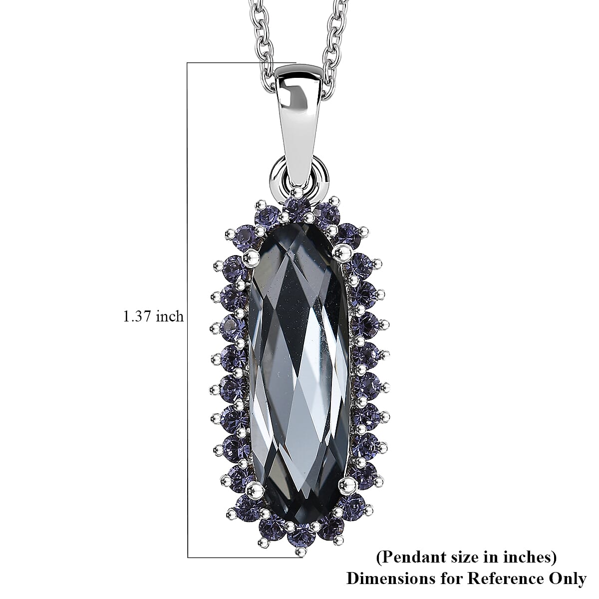 J Francis Embellished with Silver Night and Tanzanite Color Crystal by Swarovski Midnight Mirage Pendant in Platinum Bond with Stainless Steel Necklace (20 Inches)
