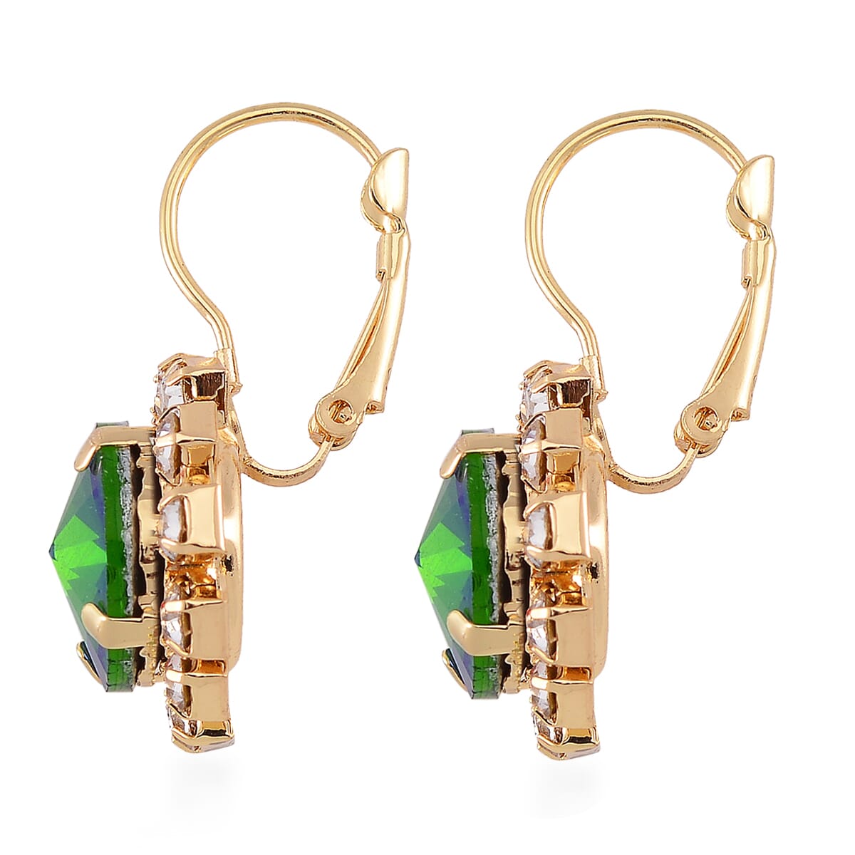 5pc Set - Strada Crystal, Simulated Pearl Japanese Movement Bolo Watch and Simulated Emerald Ring, Earrings, Bracelet (5-10In) and Necklace (20-22In) in Goldtone image number 7