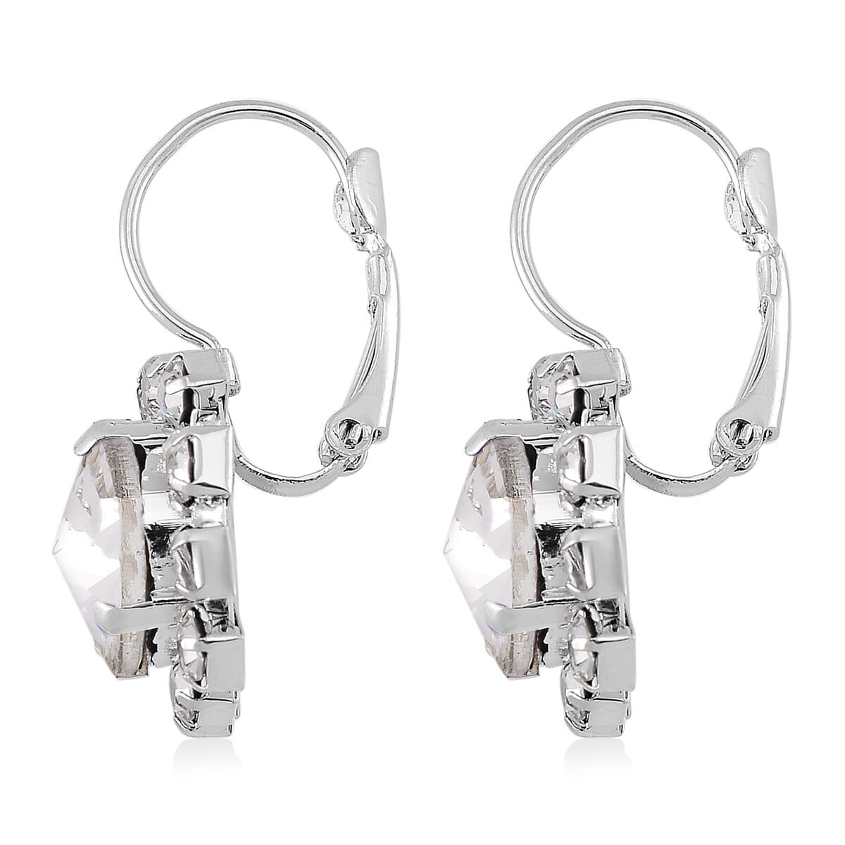 5pc Set - Strada Crystal, Simulated Pearl Japanese Movement Bolo Watch and Simulated White Topaz Ring, Earrings, Bracelet (5-10In) and Necklace (20-22In) in Silvertone image number 7