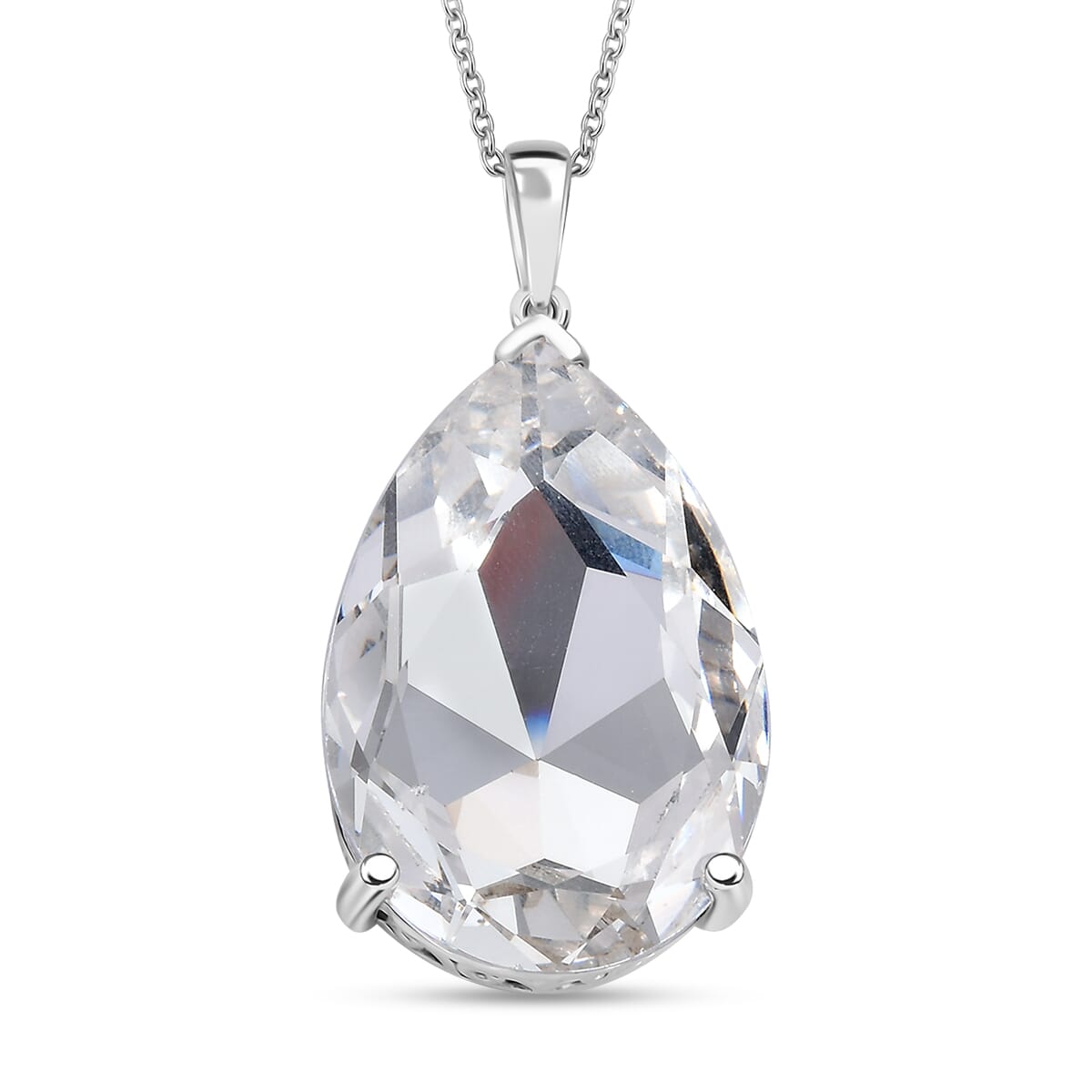 J Francis Embellished with Crystal by Swarovski Pendant Necklace in Rhodium Over Sterling Silver 20 Inches image number 0
