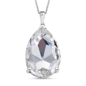 J Francis Embellished with Crystal by Swarovski Pendant Necklace in Rhodium Over Sterling Silver 20 Inches