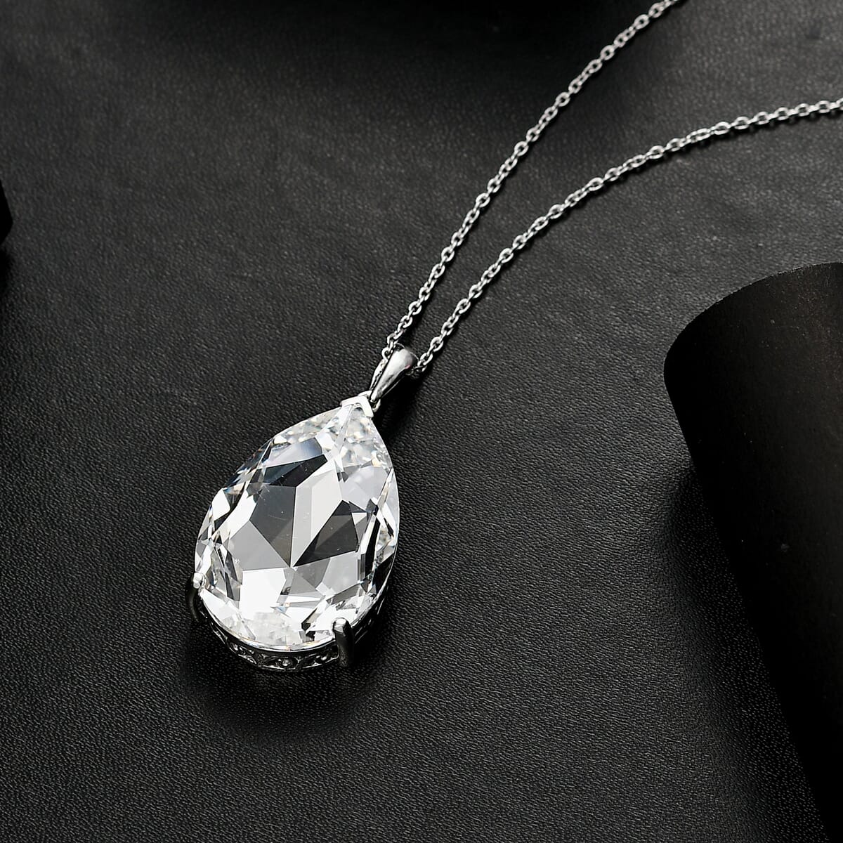 J Francis Embellished with Crystal by Swarovski Pendant Necklace in Rhodium Over Sterling Silver 20 Inches image number 1