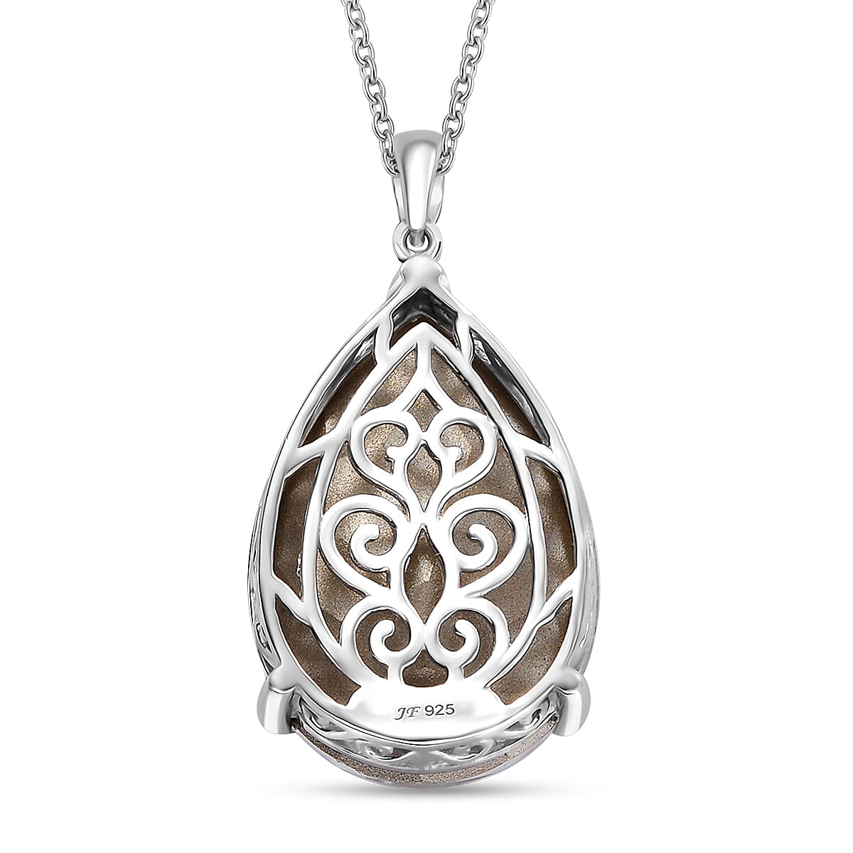 J Francis Embellished with Crystal by Swarovski Pendant Necklace (20 Inches) in Rhodium Over Sterling Silver