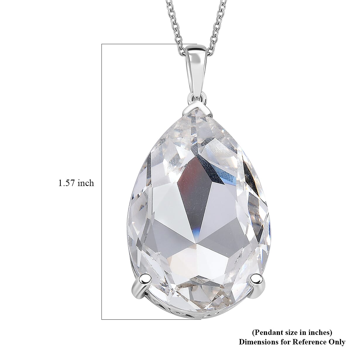 J Francis Embellished with Crystal by Swarovski Pendant Necklace (20 Inches) in Rhodium Over Sterling Silver