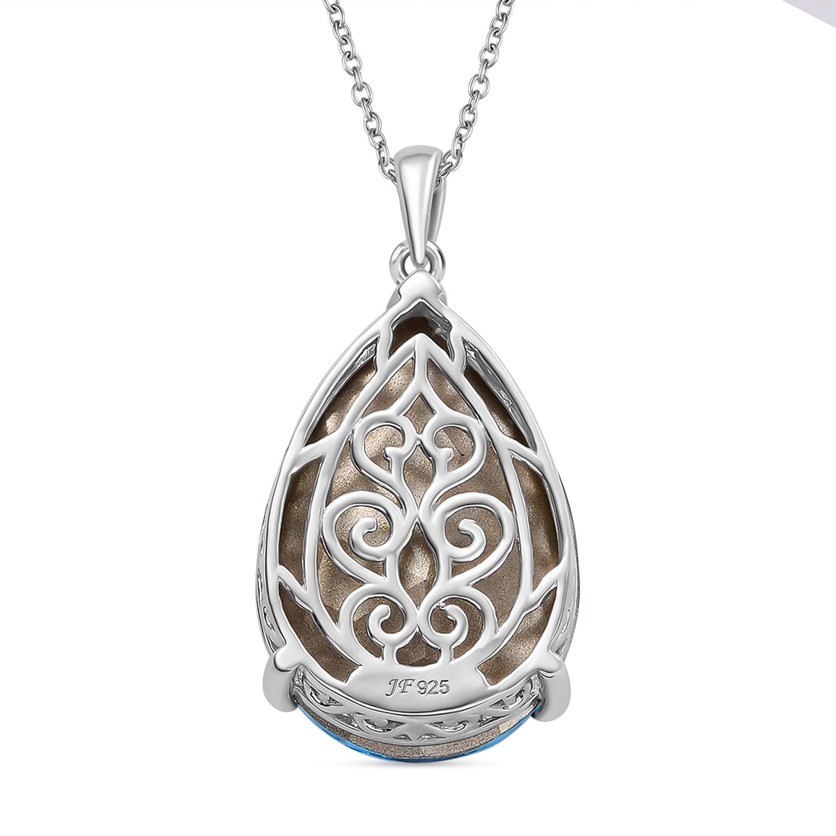 J Francis Embellished with Aquamarine Color Crystal by Swarovski Pendant Necklace in Rhodium Over Sterling Silver 20 Inches image number 4