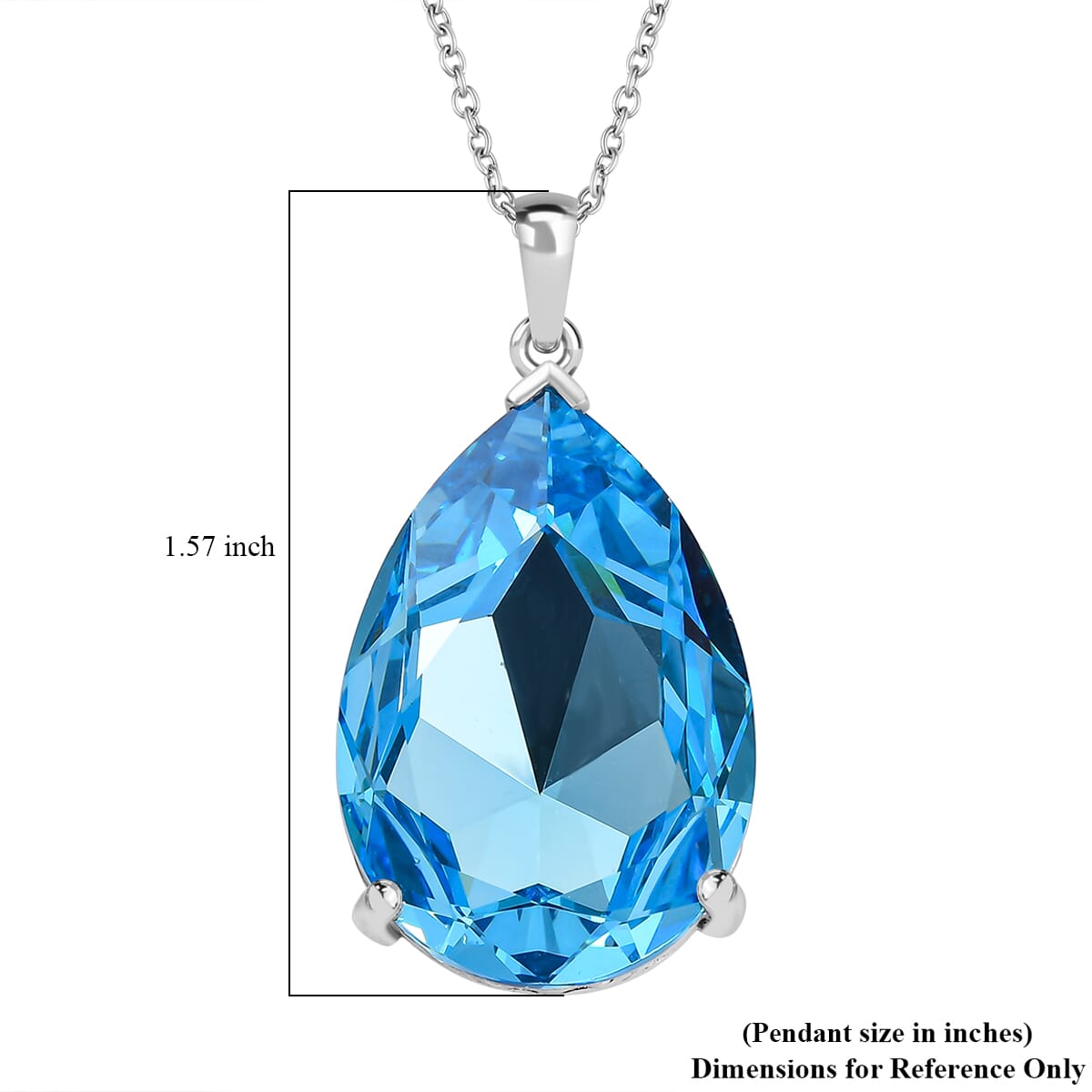 J Francis Embellished with Aquamarine Color Crystal by Swarovski Pendant Necklace in Rhodium Over Sterling Silver 20 Inches image number 6