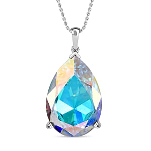 J Francis Embellished with Metallic Light Gold Crystal by Swarovski Pendant Necklace (20 Inches) in Rhodium Over Sterling Silver