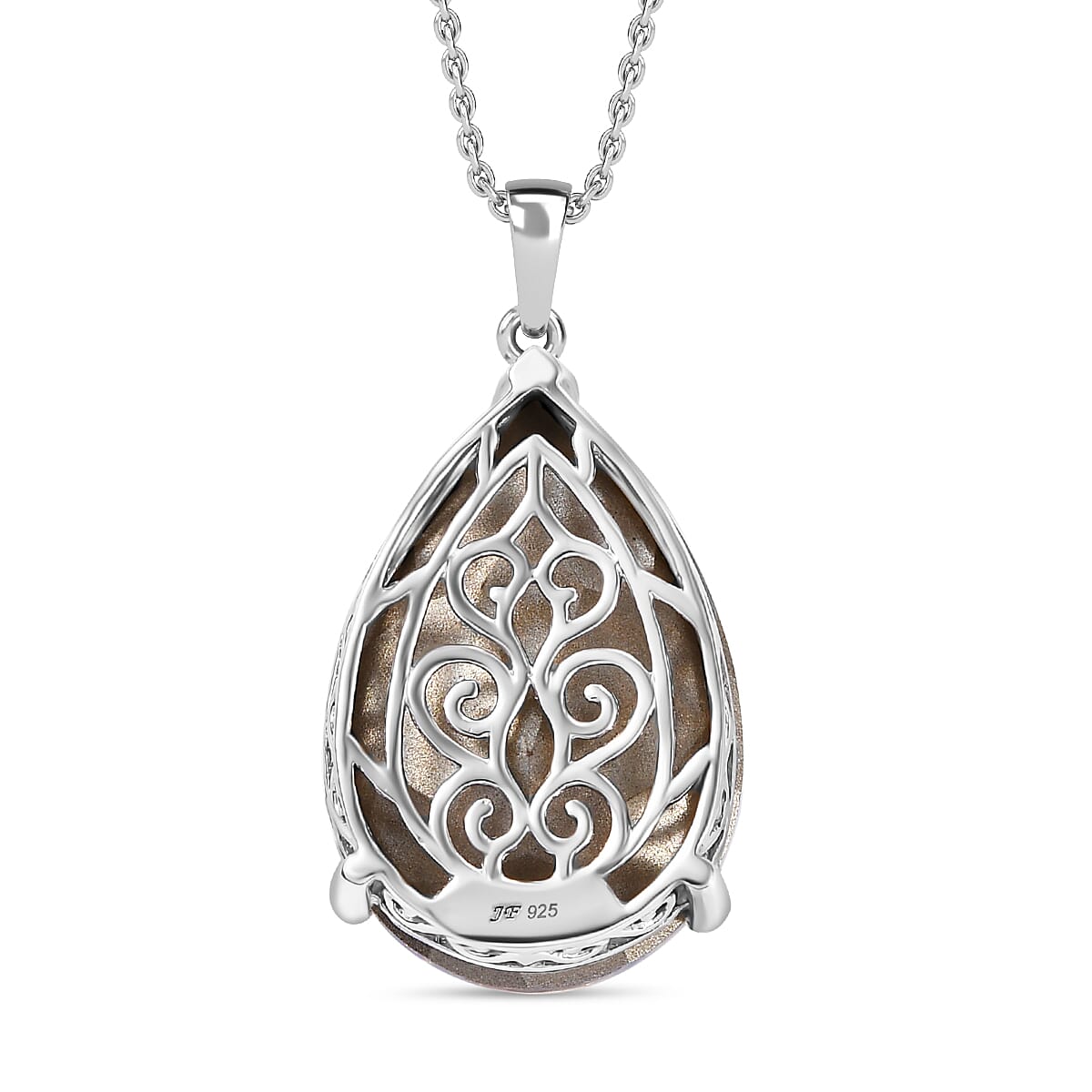 J Francis Embellished with Metallic Light Gold Crystal by Swarovski Pendant Necklace (20 Inches) in Rhodium Over Sterling Silver image number 4