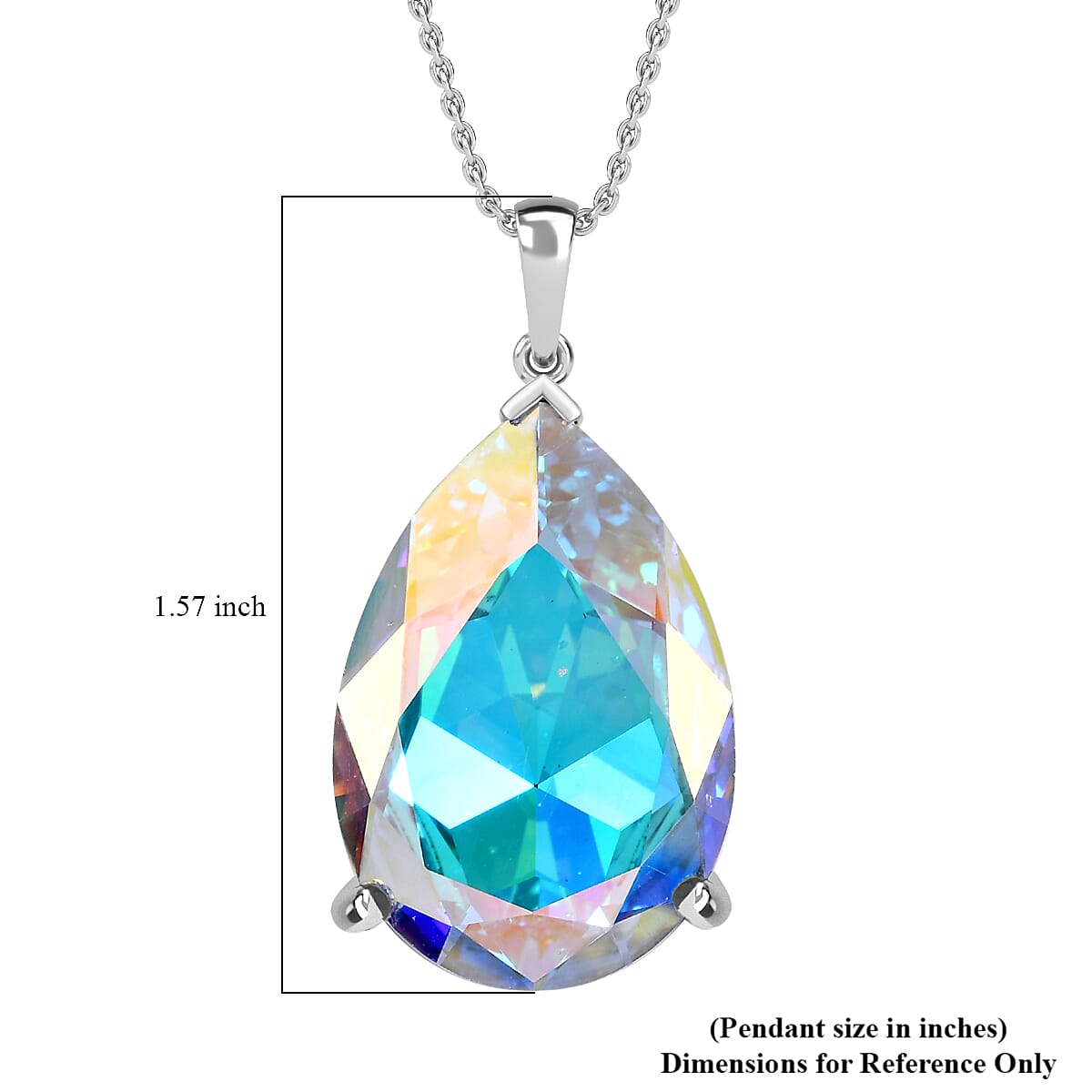 J Francis Embellished with Metallic Light Gold Crystal by Swarovski Pendant Necklace (20 Inches) in Rhodium Over Sterling Silver image number 5