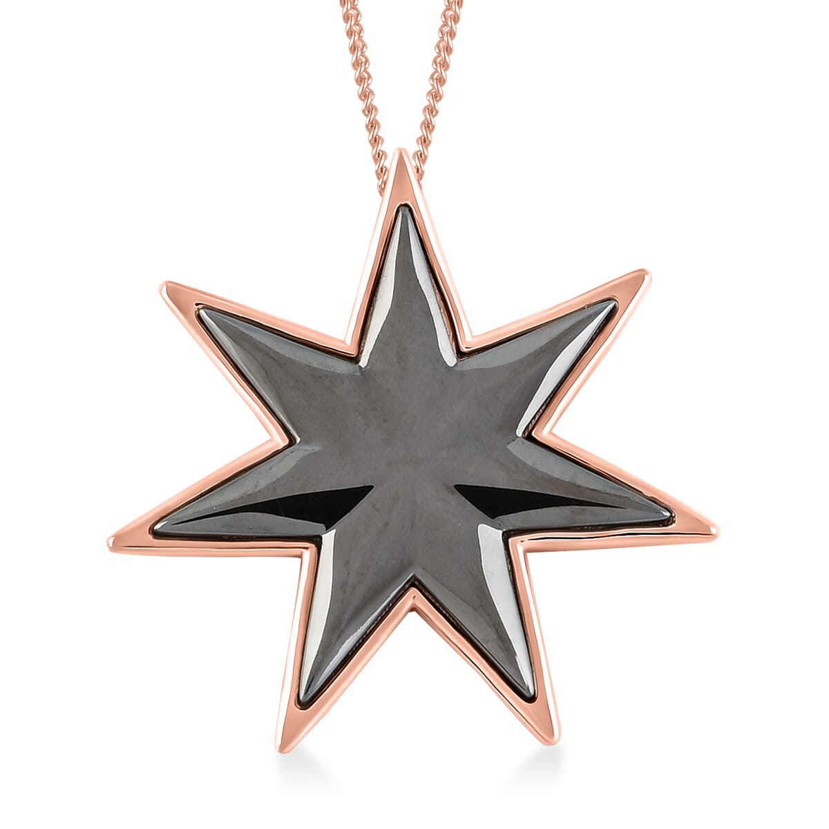 2 Piece Set -  Star Earrings and Pendant Necklace (20 Inches) in Black Rhodium, RG Over and Platinum Over Sterling Silver 7.70 Grams image number 2