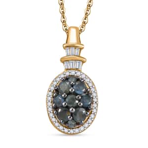 Narsipatnam Alexandrite, Natural Champagne and White Diamond 0.70 ctw Eternal Glow Pendant Necklace 20 Inches in 18K Vermeil Yellow Gold Over Sterling Silver