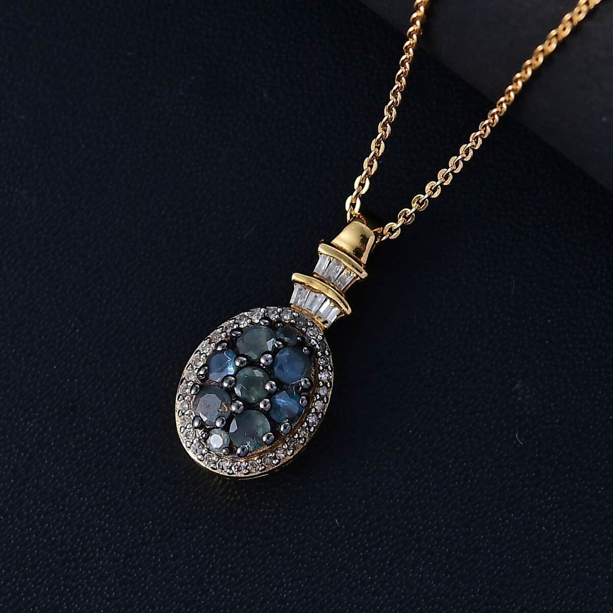 Narsipatnam Alexandrite, Natural Champagne and White Diamond 0.70 ctw Eternal Glow Pendant Necklace 20 Inches in 18K Vermeil Yellow Gold Over Sterling Silver image number 1