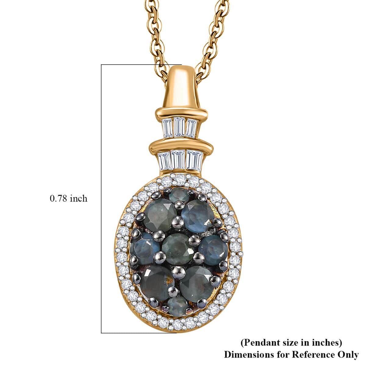 Narsipatnam Alexandrite, Natural Champagne and White Diamond 0.70 ctw Eternal Glow Pendant Necklace 20 Inches in 18K Vermeil Yellow Gold Over Sterling Silver image number 6