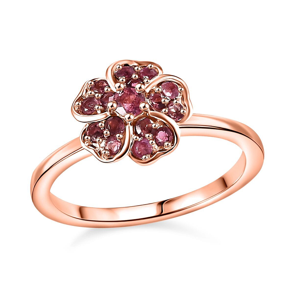 Set of 3 Narsipatnam Alexandrite, Ouro Fino Rubellite and Ceylon Sapphire 1.20 ctw Leaf Clover Ring in 18K Vermeil Yellow, Rose Gold and Rhodium Over Sterling Silver (Size 5.0)