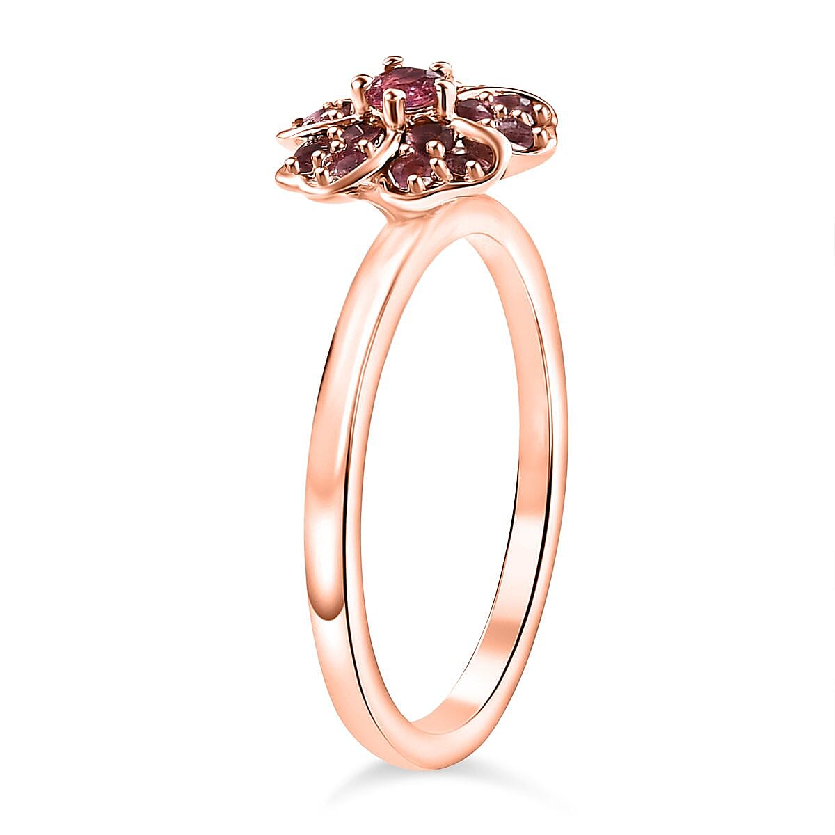 Set of 3 Narsipatnam Alexandrite, Ouro Fino Rubellite and Ceylon Sapphire 1.20 ctw Leaf Clover Ring in 18K Vermeil Yellow, Rose Gold and Rhodium Over Sterling Silver (Size 5.0)