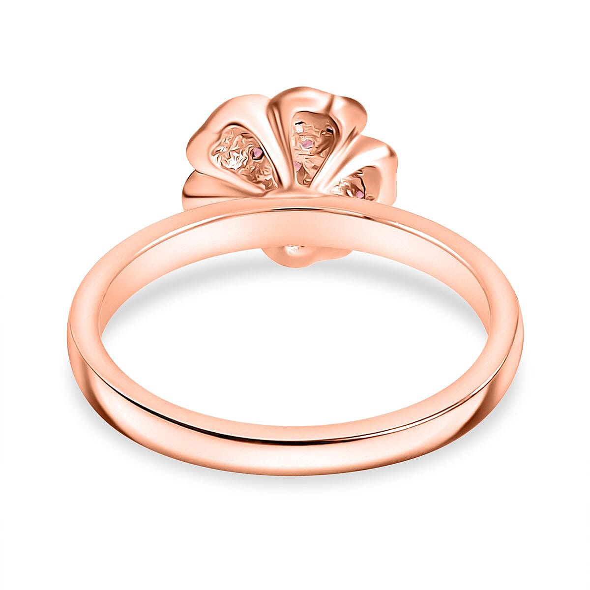 Set of 3 Narsipatnam Alexandrite, Ouro Fino Rubellite and Ceylon Sapphire 1.20 ctw Leaf Clover Ring in 18K Vermeil Yellow, Rose Gold and Rhodium Over Sterling Silver (Size 5.0)